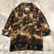 画像1: ALL OVER ART GRAPHIC PATTERN HALF COAT / Mens L / MADE IN ITALY (1)