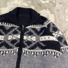 画像4: MONOTONE NATIVE PATTERN COWICHAN KNIT SWEATER / Mens L (4)