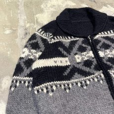 画像3: MONOTONE NATIVE PATTERN COWICHAN KNIT SWEATER / Mens L (3)