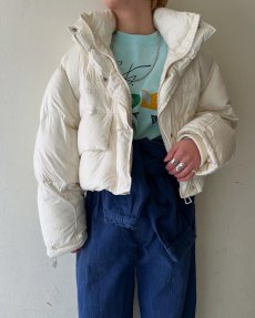 画像12: WHITE COLOR SHORT DESIGN HOODIE DOWN JACKET / Ladies M (12)