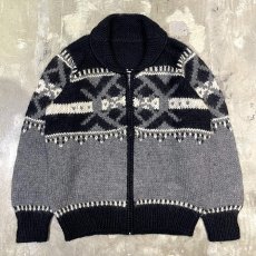 画像1: MONOTONE NATIVE PATTERN COWICHAN KNIT SWEATER / Mens L (1)