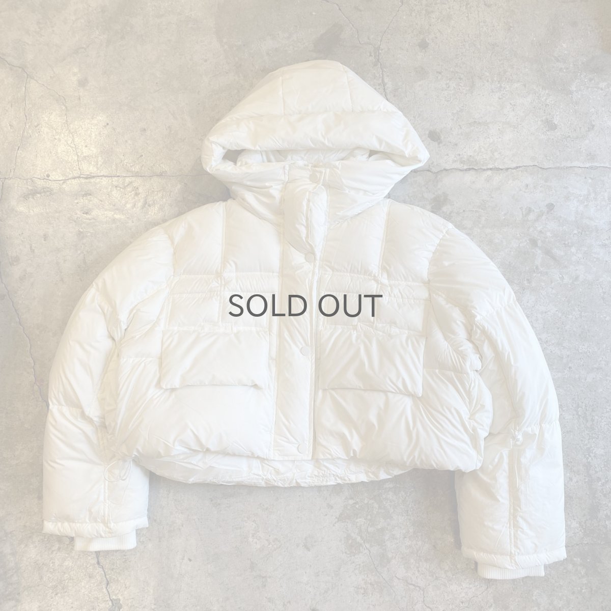 画像1: WHITE COLOR SHORT DESIGN HOODIE DOWN JACKET / Ladies M (1)