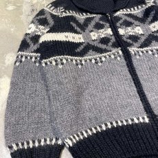 画像5: MONOTONE NATIVE PATTERN COWICHAN KNIT SWEATER / Mens L (5)