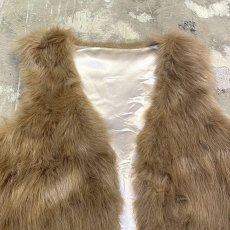 画像10: BROWN FAUX FUR OPEN FRONT VEST / Mens S (10)