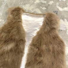 画像4: BROWN FAUX FUR OPEN FRONT VEST / Mens S (4)