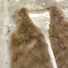 画像3: BROWN FAUX FUR OPEN FRONT VEST / Mens S (3)