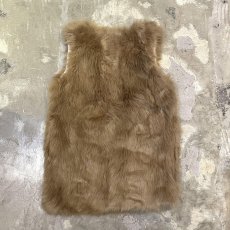 画像2: BROWN FAUX FUR OPEN FRONT VEST / Mens S (2)