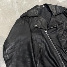 画像3: 80's BLACK REAL LEATHER DOUBLE RIDERS JACKET / Mens L (3)