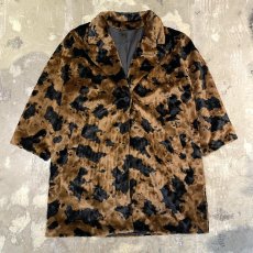 画像1: ALL OVER COW PATTERN FAUX FUR HALF COAT / Mens L (1)