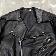 画像10: 80's BLACK REAL LEATHER DOUBLE RIDERS JACKET / Mens L (10)