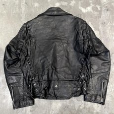 画像2: 80's BLACK REAL LEATHER DOUBLE RIDERS JACKET / Mens L (2)