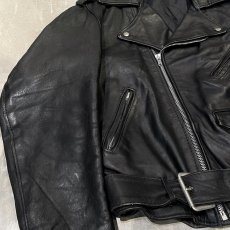 画像5: 80's BLACK REAL LEATHER DOUBLE RIDERS JACKET / Mens L (5)