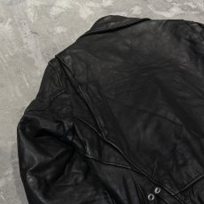 画像9: 80's BLACK REAL LEATHER DOUBLE RIDERS JACKET / Mens L (9)