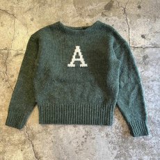 画像1: OLD FRONT POINT LOGO DESIGN COLOR LETTERED KNIT SWEATER / Ladies M (1)