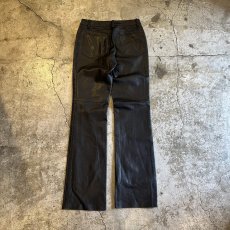 画像2: SIDE CROSS LINE DESIGN STRAIGHT LEATHER PANTS / W29(4) (2)