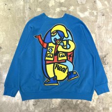 画像1: 90's【REAL SKATEBOARDS】ART GRAPHIC PRINT SWEAT / Mens L / MADE IN USA (1)