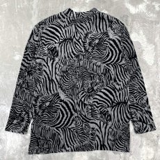 画像2: ALL OVER ZEBRA PATTERN MOCK NECK RIB L/S TOPS / Mens M (2)