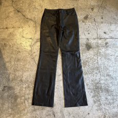 画像1: SIDE CROSS LINE DESIGN STRAIGHT LEATHER PANTS / W29(4) (1)