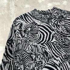 画像3: ALL OVER ZEBRA PATTERN MOCK NECK RIB L/S TOPS / Mens M (3)