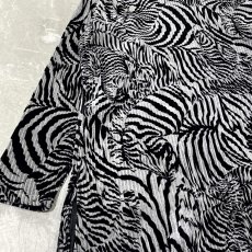 画像5: ALL OVER ZEBRA PATTERN MOCK NECK RIB L/S TOPS / Mens M (5)