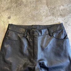 画像7: SIDE CROSS LINE DESIGN STRAIGHT LEATHER PANTS / W29(4) (7)