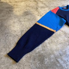 画像5: YACHTING SHOULDER QUILTING COLOR SPORTS SWEATER / Ladies L / MADE IN ITALY (5)