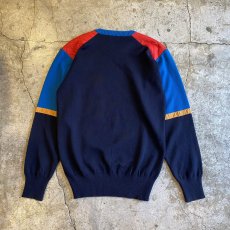 画像2: YACHTING SHOULDER QUILTING COLOR SPORTS SWEATER / Ladies L / MADE IN ITALY (2)