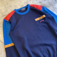 画像3: YACHTING SHOULDER QUILTING COLOR SPORTS SWEATER / Ladies L / MADE IN ITALY (3)