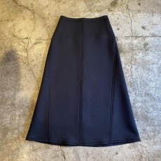 画像1: BLACK COLOR STRETCH DESIGN FLARE SKIRT / W26 (1)