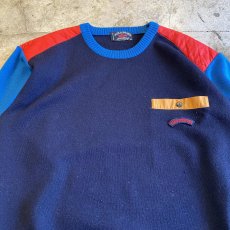 画像4: YACHTING SHOULDER QUILTING COLOR SPORTS SWEATER / Ladies L / MADE IN ITALY (4)