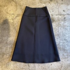 画像2: BLACK COLOR STRETCH DESIGN FLARE SKIRT / W26 (2)