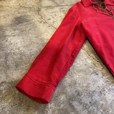 画像5: OLD FRONT LACE UP RED COLOR DESIGN L/S TOPS / Ladies L / MADE IN HOLLAND (5)