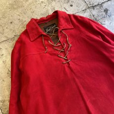 画像3: OLD FRONT LACE UP RED COLOR DESIGN L/S TOPS / Ladies L / MADE IN HOLLAND (3)