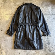 画像2: BLACK COLOR REAL LEATHER TRENCH DESIGN JACKET / Ladies M(S) (2)