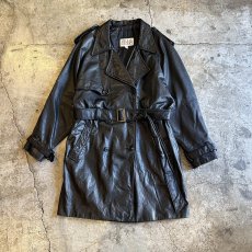 画像1: BLACK COLOR REAL LEATHER TRENCH DESIGN JACKET / Ladies M(S) (1)