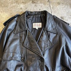 画像8: BLACK COLOR REAL LEATHER TRENCH DESIGN JACKET / Ladies M(S) (8)