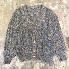 画像1: MULTI COLOR MIX MOHAIR KNIT CARDIGAN / Mens L (1)