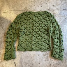 画像2: DESIGN COLOR CROCHET HAND KNIT L/S TOPS / Ladies M (2)