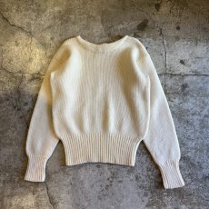 画像2: OLD IVORY COLOR CHAIN STITCH DESIGN KNIT SWEATER / Ladies M (2)