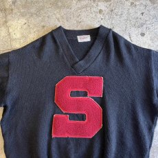 画像8: OLD FRONT "S" PATCH EMBROIDERY DESIGN LETTERED KNIT SWEATER / Ladies L(44) (8)