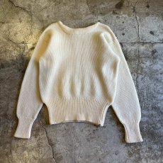 画像1: OLD IVORY COLOR CHAIN STITCH DESIGN KNIT SWEATER / Ladies M (1)