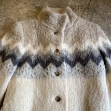 画像4: OLD NORDIC DESIGN PURE WOOL LONG COAT / Ladies M / MADE IN ICELAND (4)