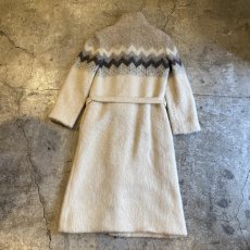 画像2: OLD NORDIC DESIGN PURE WOOL LONG COAT / Ladies M / MADE IN ICELAND (2)