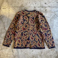 画像2: ALL OVER PAISLEY PATTERN KNIT DESIGN CARDIGAN / Ladies S(M) / MADE IN USA (2)