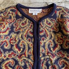 画像4: ALL OVER PAISLEY PATTERN KNIT DESIGN CARDIGAN / Ladies S(M) / MADE IN USA (4)