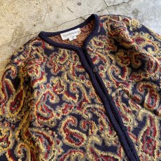 画像3: ALL OVER PAISLEY PATTERN KNIT DESIGN CARDIGAN / Ladies S(M) / MADE IN USA (3)