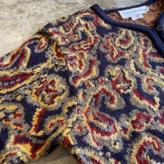 画像9: ALL OVER PAISLEY PATTERN KNIT DESIGN CARDIGAN / Ladies S(M) / MADE IN USA (9)