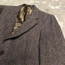 画像4: HERRINGBONE PATTERN WOOL TAILORED JACKET / Mens M~L / MADE IN TAIWAN (4)