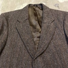 画像2: HERRINGBONE PATTERN WOOL TAILORED JACKET / Mens M~L / MADE IN TAIWAN (2)