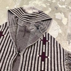 画像4: ALL OVER PATTERN HOODIE KNIT PONCHO / Mens L (4)